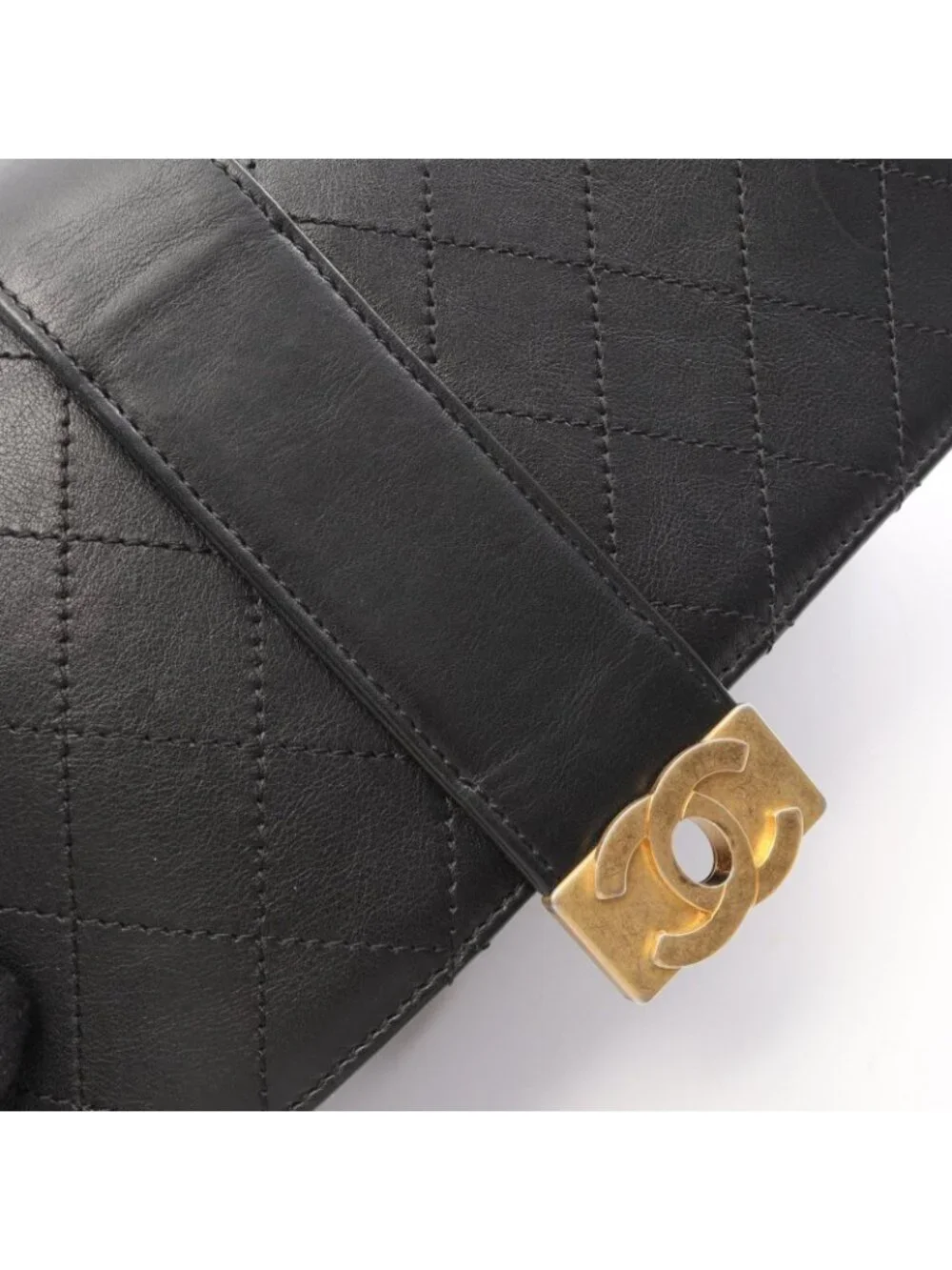 Chanel Shoulder Bag Quilted 2-Way Black Leather Chain